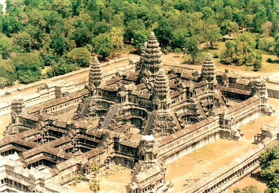 Angkor Wat in Cambodia - Aerial view of the temple