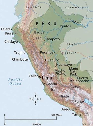 Peru Landforms Map